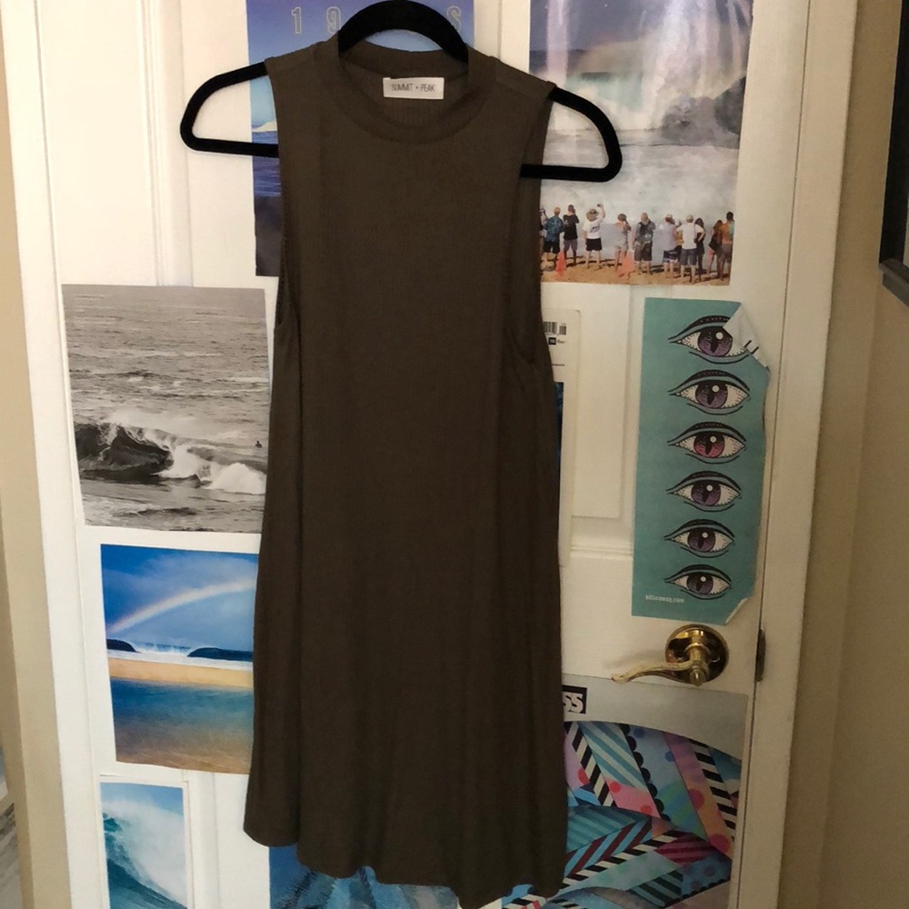 Ribbed Army Green Tank Dress
